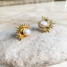 Here Comes The Sun Pearl Earrings 